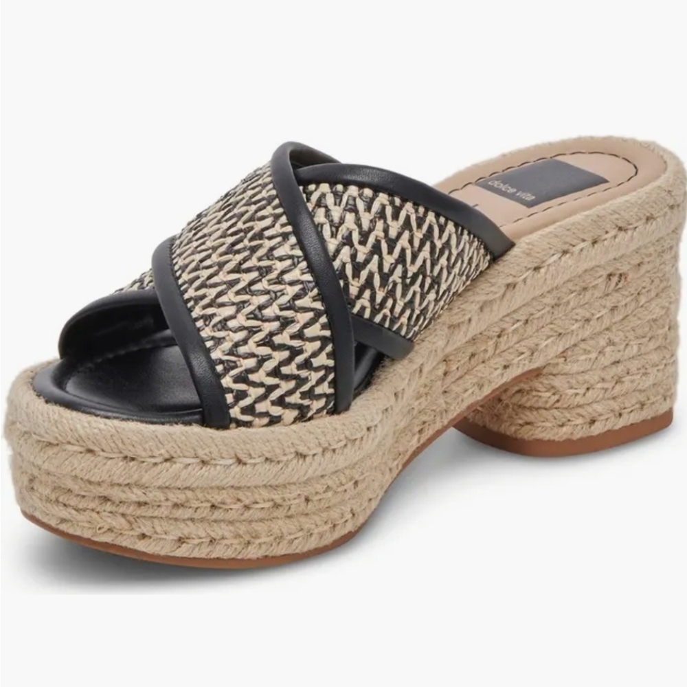 🖤🔹️Dolce Vita 🔹️ Black White Eldora Espadrille Heel Sandals Size 9.5 - Picture 6 of 6